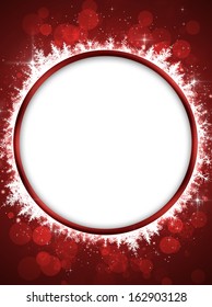 red abstract circle background with snowflakes trees and lights