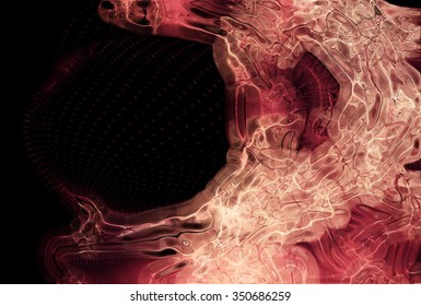 Red abstract fluid forms flowing on a black background.