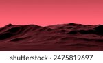 Red abstract planet, mountainous,rocky terrain on the horizon of scarlet sky, red landscape of rocky surface,sci-fi. 3D render