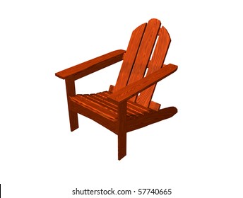 Red Adirondack Chair Isolated On White