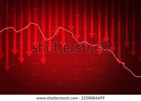 Red Alarming graph going down arrows showing market crash background 商業照片 © 
