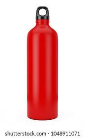 Red Aluminum Bike Water Sport Bottle Mockup On A White Background. 3d Rendering 