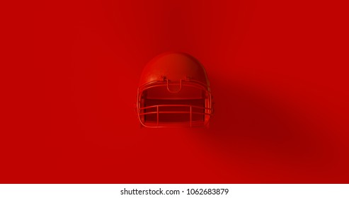 Red American Football Helmet 3d Illustration	