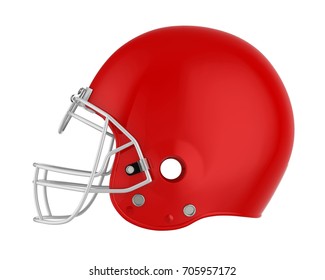 Red American Football Helmet Isolated. 3D Rendering