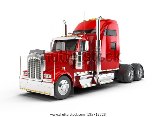Roter Amerikanischer Lastwagen Einzeln Auf Weissem Stockillustration