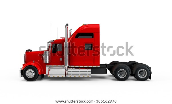 Roter Amerikanischer Lastwagen Einzeln Auf Weissem Stockillustration