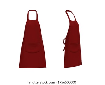 Red Apron, Apron Mockup 3d Rendering