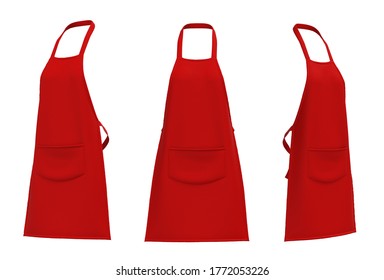 Red Apron, Apron Mockup 3d Rendering