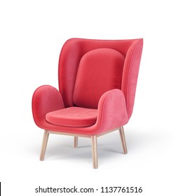 Red Armchair Isolated On A White. 3d Illustration