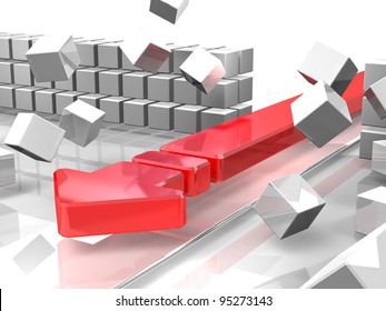 A Red Arrow Is Attacking  Barriers. It Represent The 