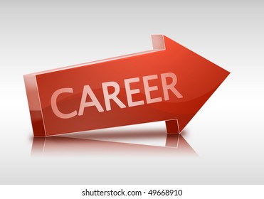 red arrow with career text and reflection