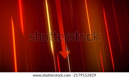 Red arrow going down for business unsuccessful or investment economic crisis background.