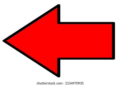 Red Arrow. Left pointing Red Arrow with a Black outline. Isolated on white. Room for text. Clipping Path. Arrow pointing left.