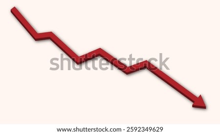 Red arrow with a zigzag shape pointing downwards