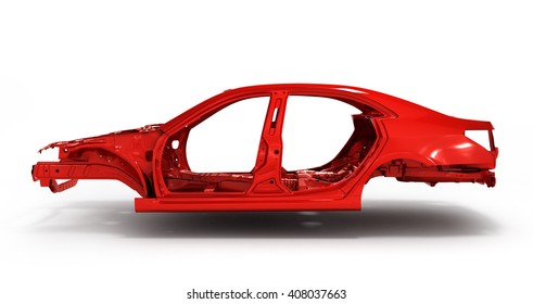 Red Back Body Car With No Wheel 3d Illustration