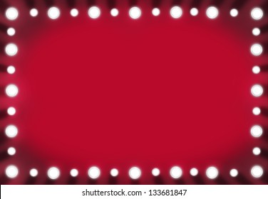 Red Back Stage Light Mirror Background Frame. Illustration Layout