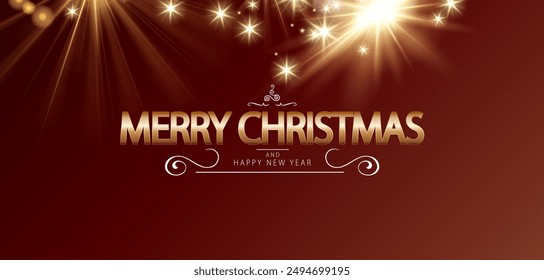 Red backdrop with elegant Merry Christmas and Happy New Year message, for spreading holiday cheer - Powered by Shutterstock