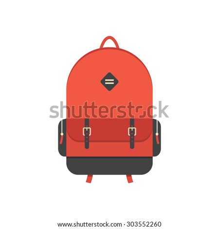 red backpack isolated on white background. flat style trendy modern illustration. raster copy of vector illustration