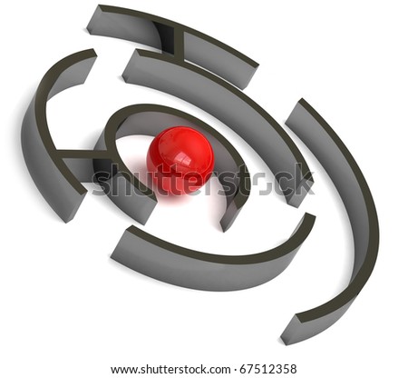 Red ball in the labyrinth