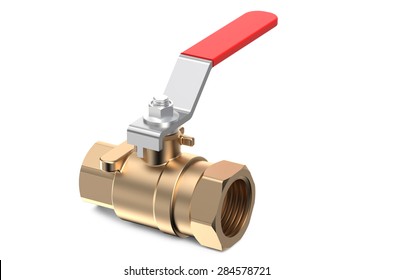 red ball valve isolated on white background