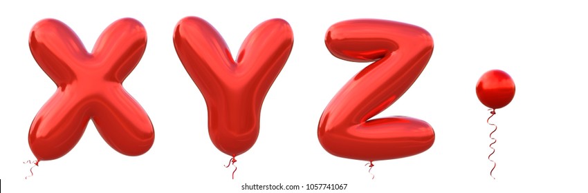 Red balloon font X,Y,Z,Dot made of realistic metallic air balloon 3d rendering. Collection of brilliant balloons alphabet with Clipping path ready to use for your unique decoration in several occasion - Powered by Shutterstock