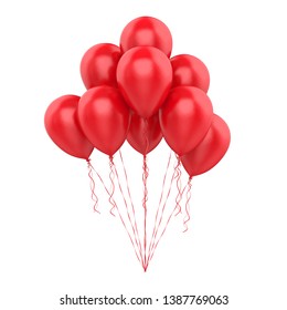 Red Balloons Isolated. 3D rendering