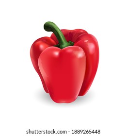 Red Bell Pepper On A White Background.