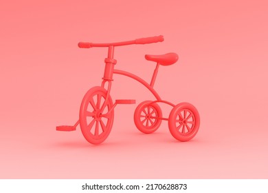 Red Bicycle, Flat Style, 3D Rendering.