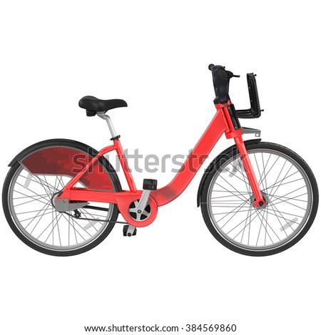 red bicycle, side view, 3d