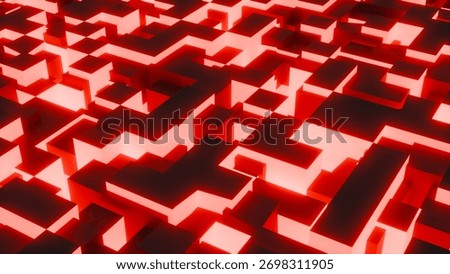 The red and black blocks are moving up and down in a dynamic, pulsating pattern. 3D Illustration