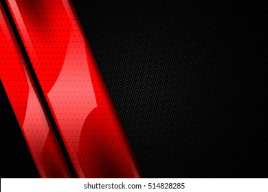 Red And Black Chrome Carbon Fiber. Metal Background And Texture. 3d Illustration.