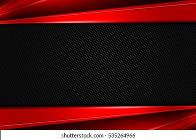 Red And Black Chrome Carbon Fiber. Metal Background And Texture. 3d Illustration.