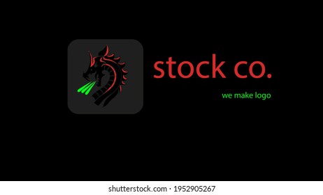 Red Black Green Dragon Logo 