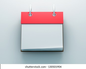 Red Blank Calendar Icon Front View 3d Render