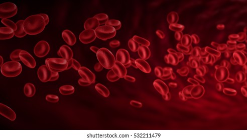 Red Blood Cells In An Artery, Flow Inside Body, Medical Human Health-care