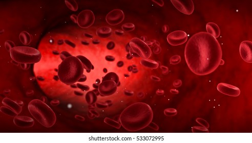 red blood cells in an artery, flow inside body, medical human health-care
