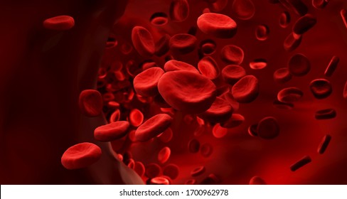 Red Blood Cells Clot. Scientific And Medical Abstract Concept. Transfer Of Important Elements In The Blood To Protect The Body, 3d Illustration