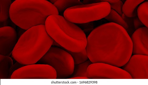 Red Blood Cells Clot In Vein Close Up Background. Scientific And Medical Abstract Concept. Transfer Of Important Elements In The Blood To Protect The Body, 3d Illustration