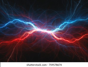 Red and blue electrical lightning, fire and ice plasma