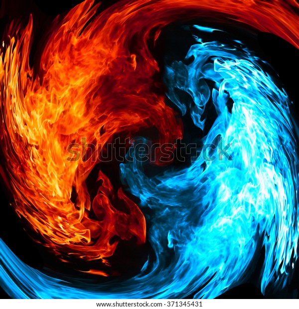 赤と青の火の背景 のイラスト素材 371345431