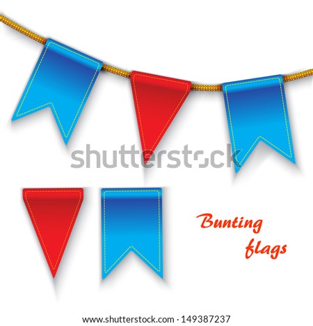 Red Blue Flags On Yellow Rope Stock Illustration 149387237