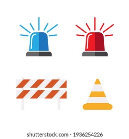 Red and blue flashers Siren . Flasher alert icon. Flashing light for Police, ambulance