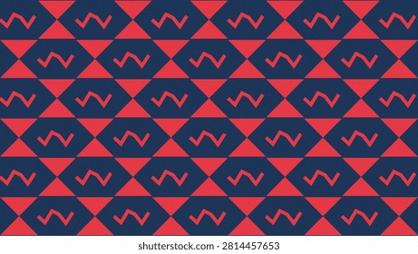 Red and blue geometric seamless pattern with zigzag lines for background