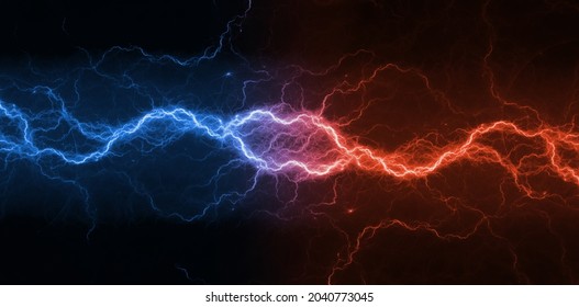 Roter und blauer Blitz, abstrakter Plasmahintergrund