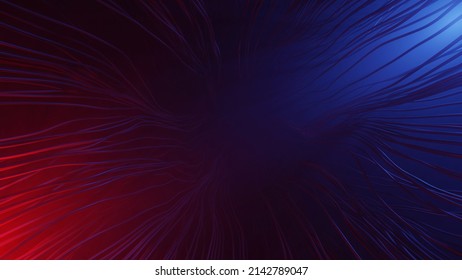 Red And Blue Neon Lightning Gaming Style Background. 3d Illustration Of Dark Futuristic Background