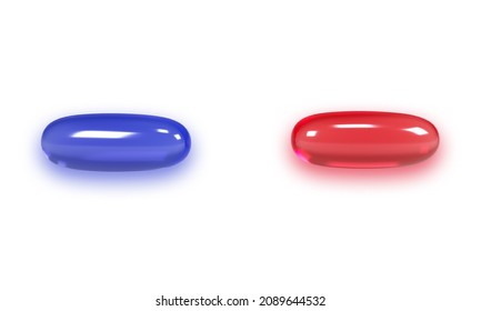 Red Or Blue Pill Isolated On White Macro 3d Rendering