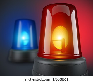 Red Blue Police Lights 3d Illustration Stock Illustration 175068611 ...