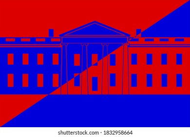 Red And Blue Split White House Background
