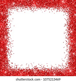 Red Border Frame Glitter On White Background. Raster Version