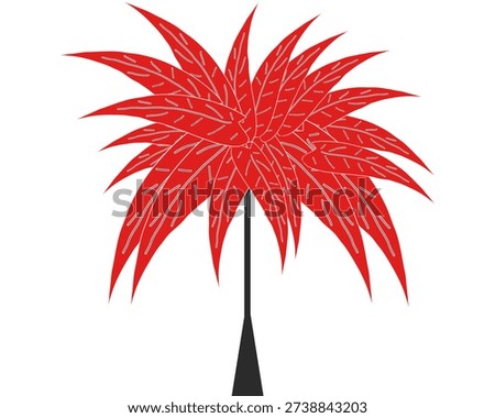 Red botanical illustrations and patterns featuring stylized white vein details.
